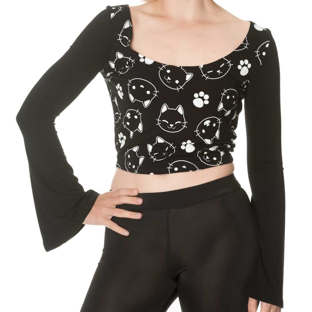 Banned - Purrrfect cute kitty Crop top - Noir
